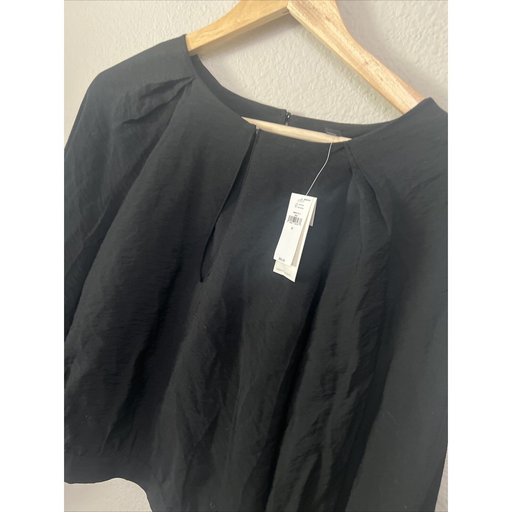 Banana Republic NWT Blouse BLACK Long Sleeve SIZE M Pleated - Picture 4 of 8